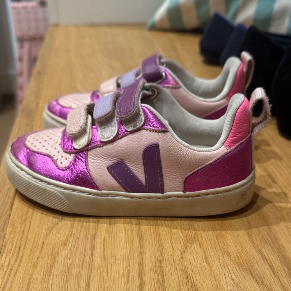 Veja Kids Shiny Pink and Purple Sneakers